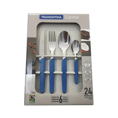 JGO CUBIERTOS AZUL CARMEL 24 pzas