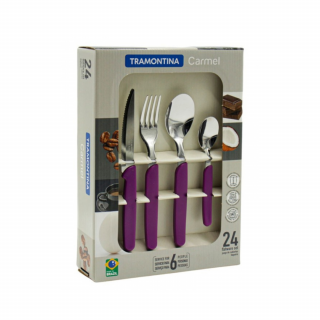 JGO CUBIERTOS PURPURA CARMEL 24 pzas