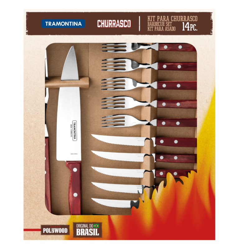 JGO ASADO CHURRASCO CEREZO 14 pzas