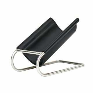 PORTA BOTELLA INOX/CUERO NEGRO