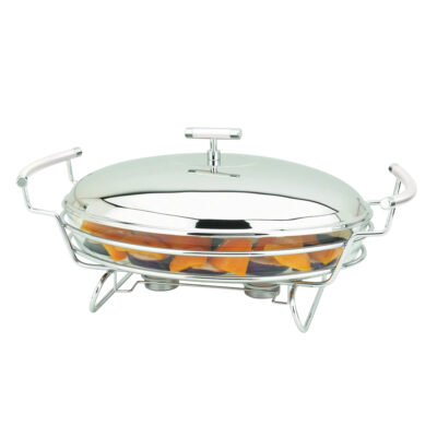 Porta Pirex Oval Con Calentador Perle Con Tapa