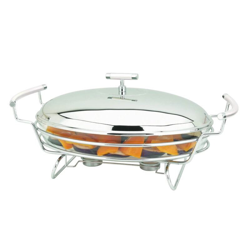 Porta Pirex Oval Con Calentador Perle Con Tapa