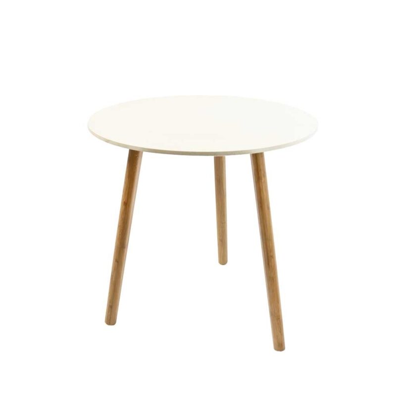 Set Nórdico De Mesas Laterales Blancas Combinadas Con Madera - Imagen 2