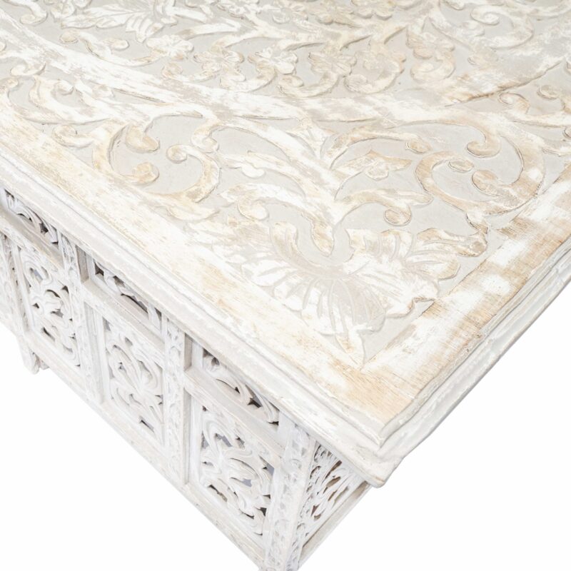 Mesa De Centro Delhi Rectangular Tallada A Mano En Madera De Mango - Imagen 2