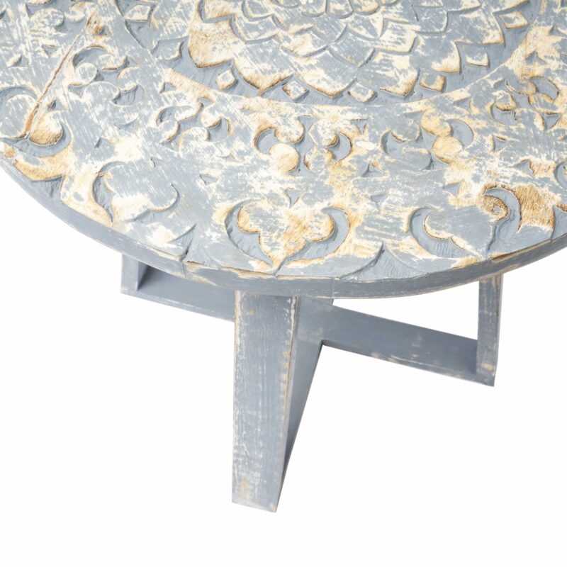 Mesa Lateral Agra Tallada A Mano En Madera De Mango - Imagen 2