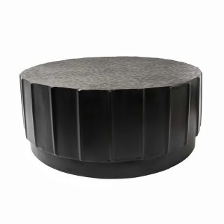 Mesa Centro Redonda De Metal De Base Lisa Y Estrías Laterales