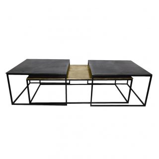 Mesa De Centro Nido De Tres Piezas En Latón Y Hierro