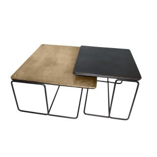 Mesa Lateral Nido Rectangular De Dos Piezas En Hierro Y Latón