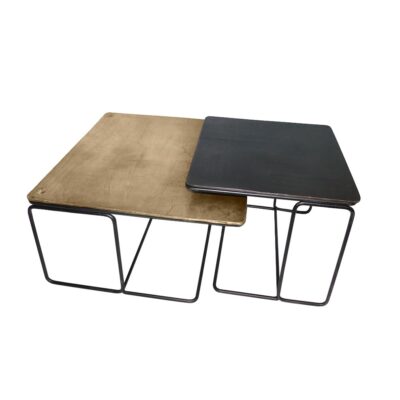 Mesa Lateral Nido Rectangular De Dos Piezas En Hierro Y Latón