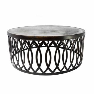 Mesa De Centro Redonda En Bronce Antiguo Oscuro