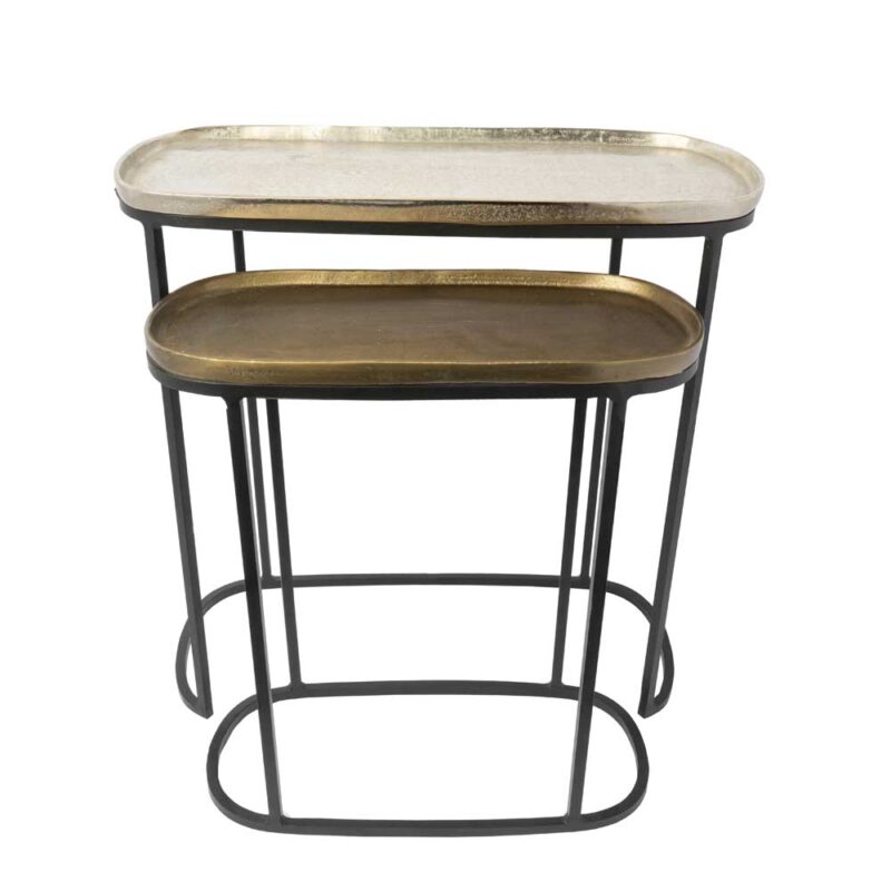 Mesa Lateral Estilo Nido Alargada En Dos Piezas Tipo Bandeja En Combinación De Colores