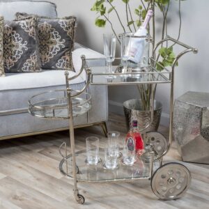 Carrito Bar Inox Con Mesada De Vidrio - Imagen 2