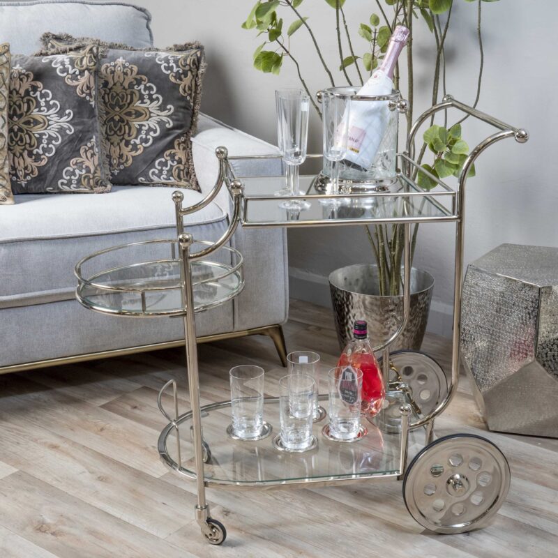 Carrito Bar Inox Con Mesada De Vidrio - Imagen 2