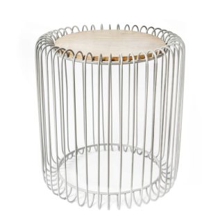 Mesa Lateral Patio Base Topo Combinada Con Madera