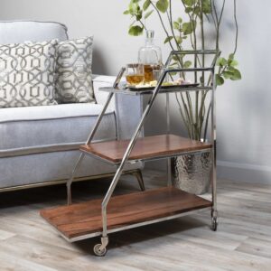 Carrito Bar Con Mesada De Vidrio Y Madera - Imagen 2