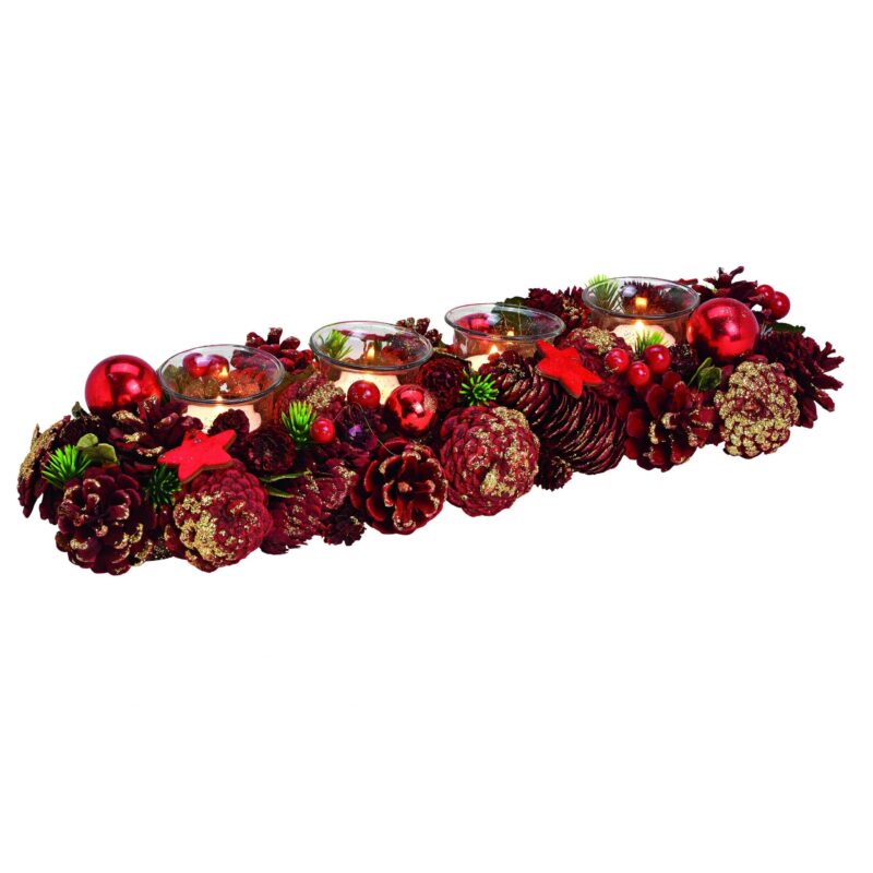 Velero Adviento Rojo/Dorado 45X9X17