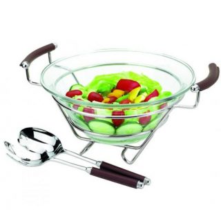 Ensaladera Nappa Negro 30Cms C/Cubiertos