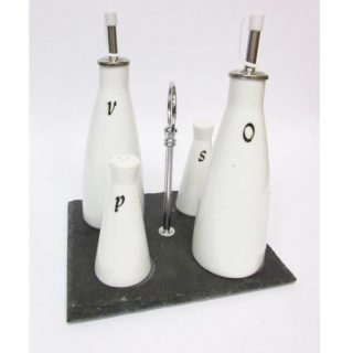 Jgo. Aceitero 5 Pzas C/Base Slate