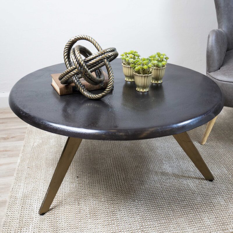 Mesa De Centro Cormo Oscuro Combinado Con Patas Bronce - Imagen 3