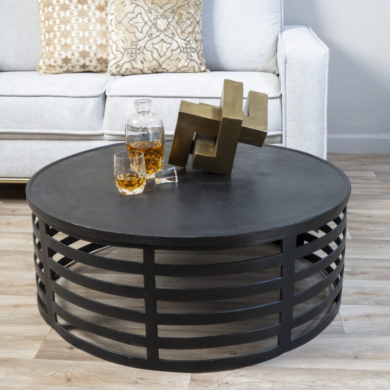 Mesa De Centro Con Base De Anillos Metálicos - Imagen 2