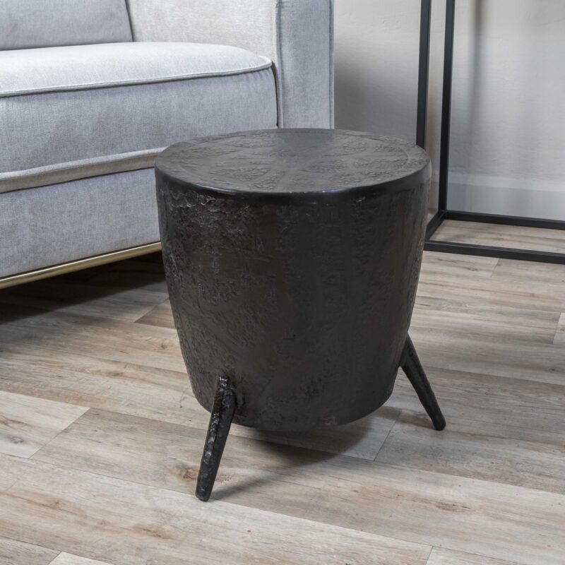 Mesa Lateral Tambor Africano Negro Mate - Imagen 2