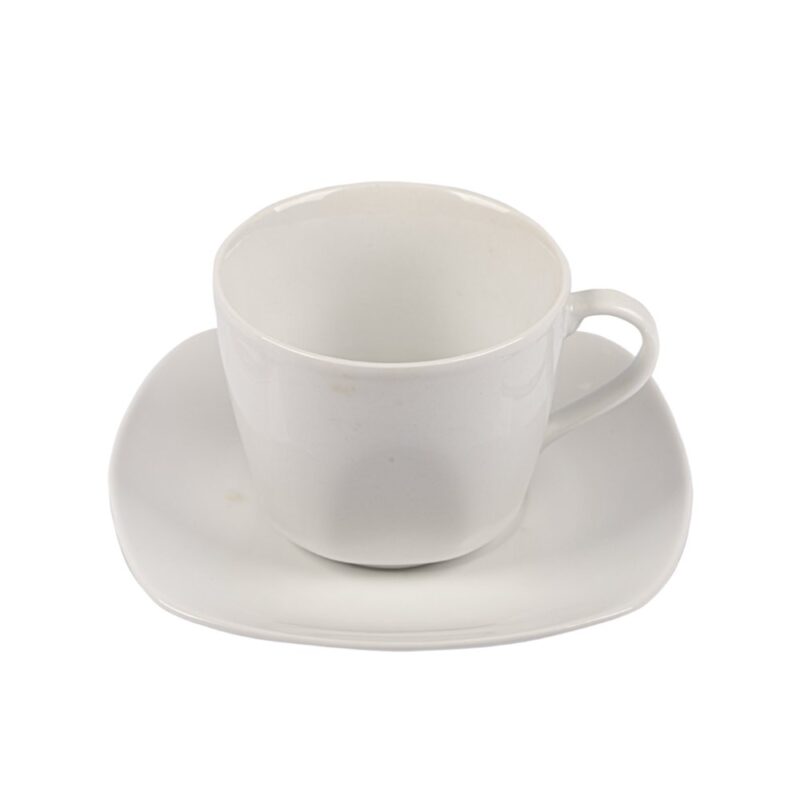 TAZA TE 210 cc CUAD. BLANCO c/PLAT. x 6