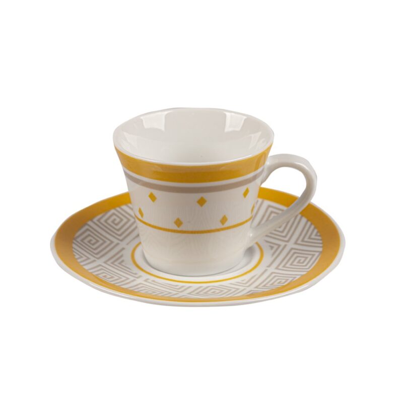 TAZA CAFE c/PLAT.100CC A.AMARILLO x 6