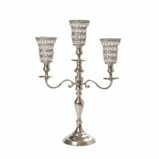 CANDELABRO CRISTAL/METAL 3 VELAS