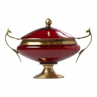 POTICHE OVAL CRISTAL ROJO GRANDE c/TAPA