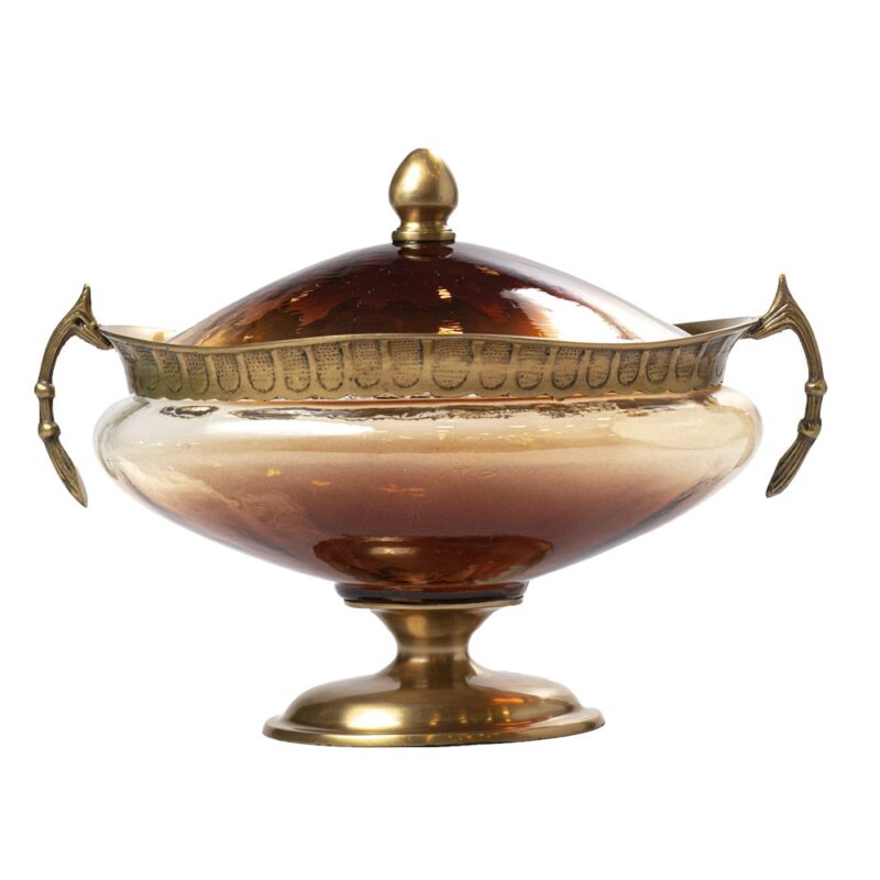POTICHE OVAL CRISTAL AMBER c/TAPA