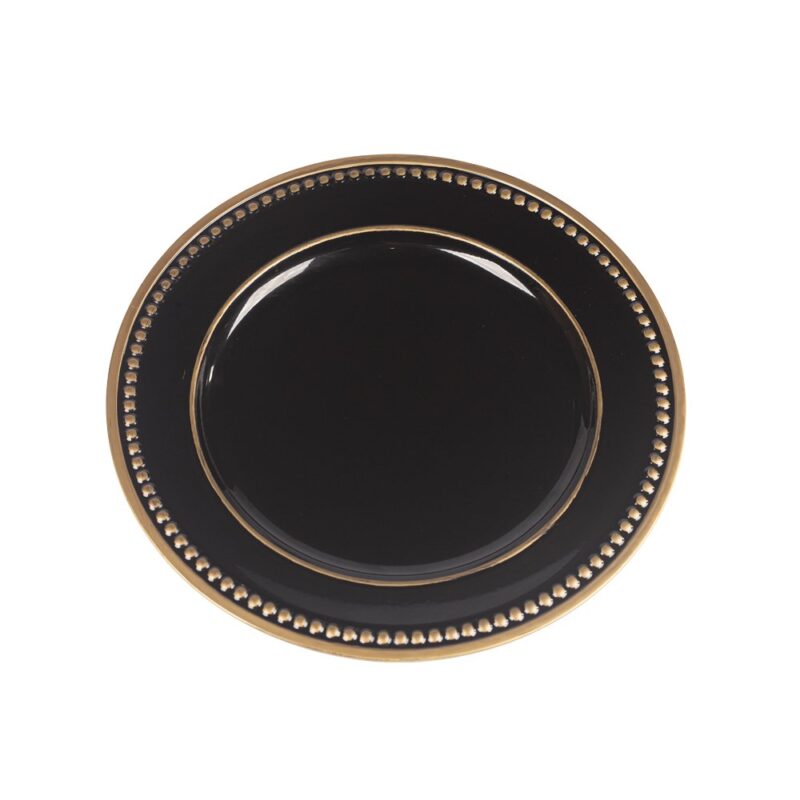 POSA PLATO KB212 NEGRO c/BORDE DORADO