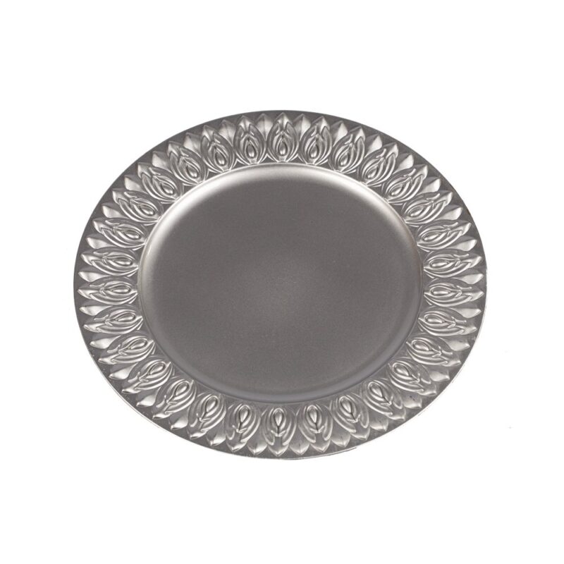 POSA PLATO PLATEADO BRILLOSO/NEGRO