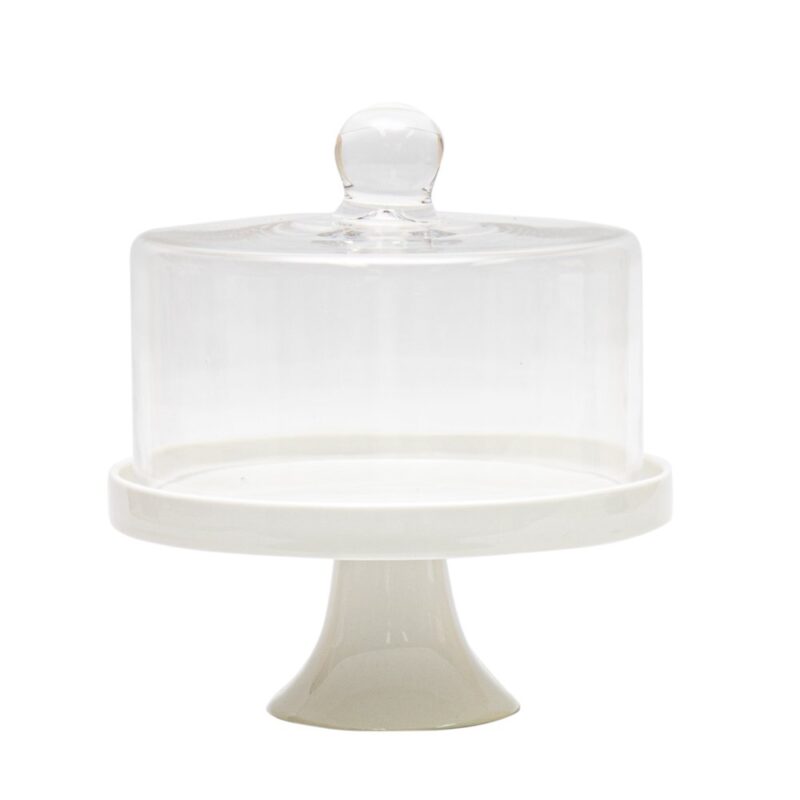 QUESERA PORCELANA c/TAPA DE VIDRIO
