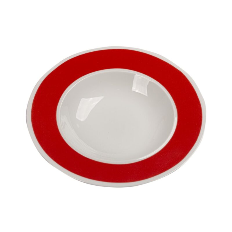 PLATO HONDO 24 cms ART MANI ROJO x 6