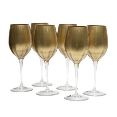 JGO. 6 COPAS VINO MONALISA BEVENT DORADO