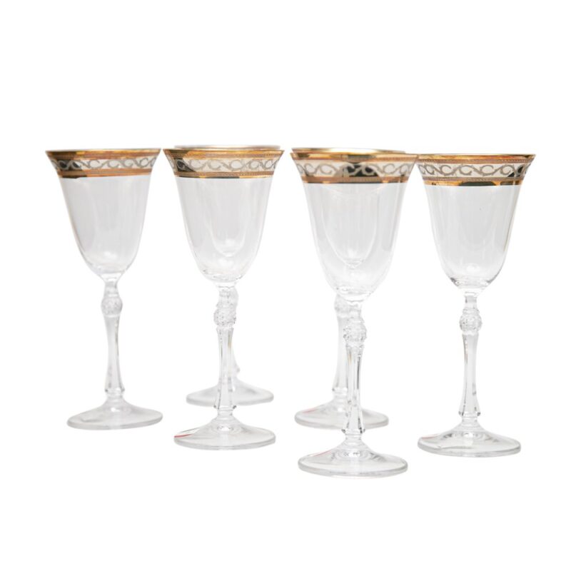 JGO. 6 COPAS VINO R.ROMA ORO PLATINO