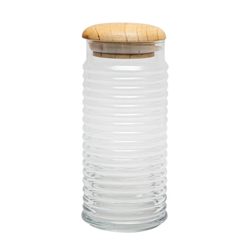 FRASCO VIDRIO GRANDE c/TAPA MADERA