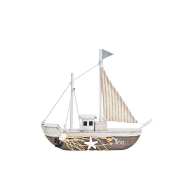 FIGURA VELERO DE MADERA 26x26x4cms
