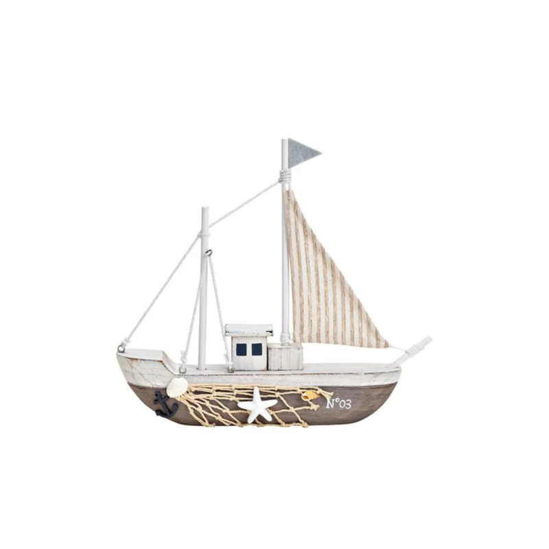 FIGURA VELERO DE MADERA 26x26x4cms