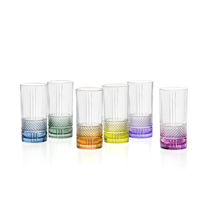 SET 6 VASOS ALTOS BRILLANTE COLOR RCR