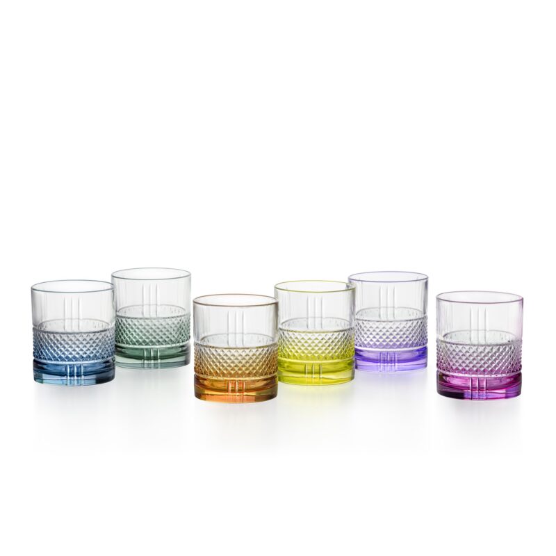 SET 6 VASOS BAJOS BRILLANTE DOF COLOR