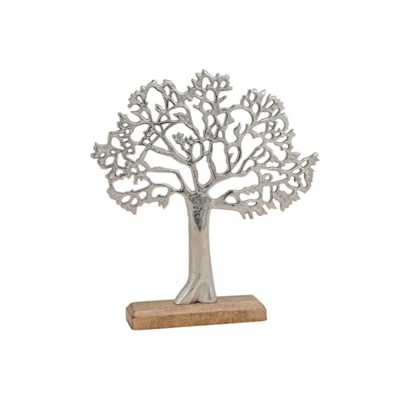 ARBOL PLATEADO c/BASE MADERA