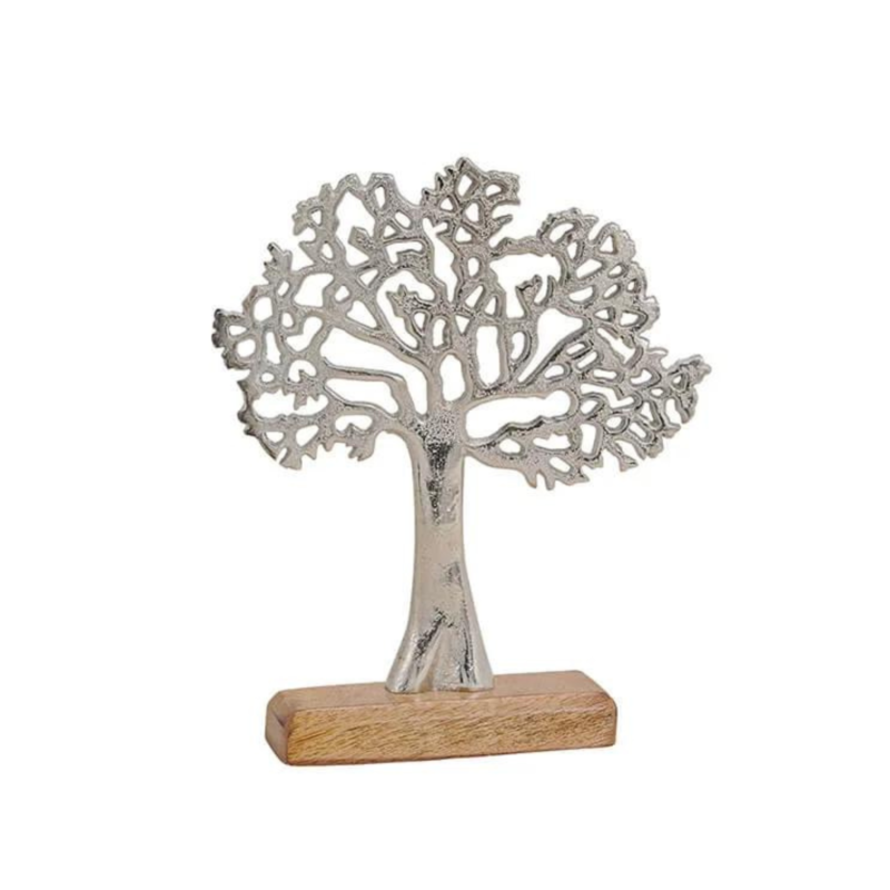 ARBOL PLATEADO c/BASE MADERA