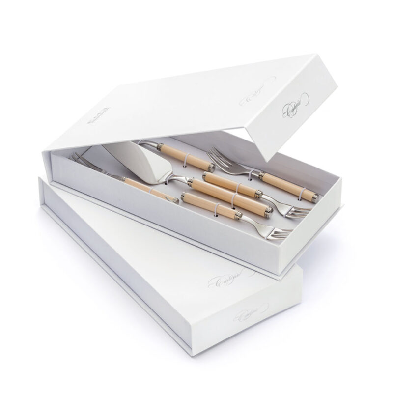 Juego de cubiertos para torta 7 piezas Ginevra Pearl Brown