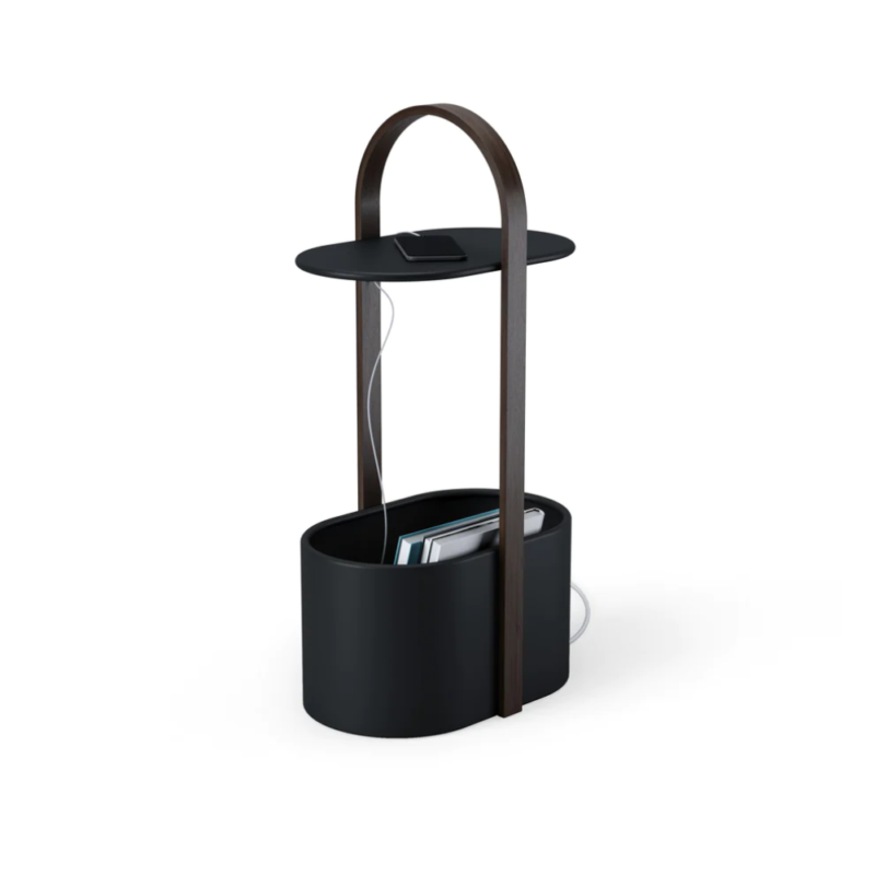 MESA LATERAL c/REVISTERO BELLWOOD NEGRO/WALNUT - Imagen 2