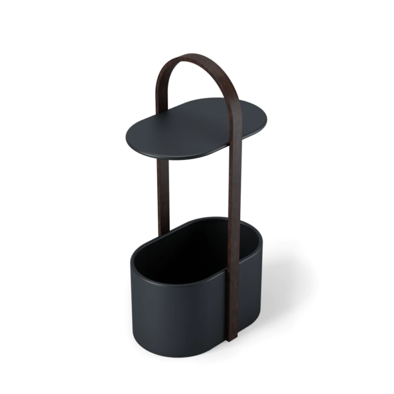 MESA LATERAL c/REVISTERO BELLWOOD NEGRO/WALNUT