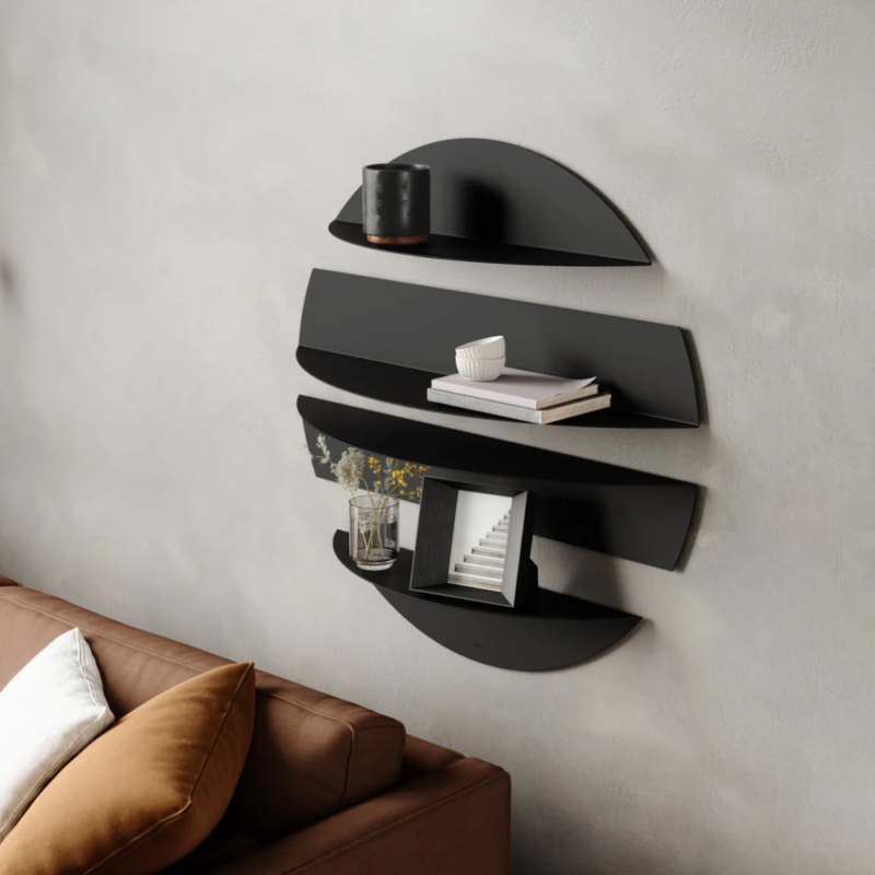 JUEGO 4 ESTANTES DE PARED SOLIS NEGRO - Imagen 5