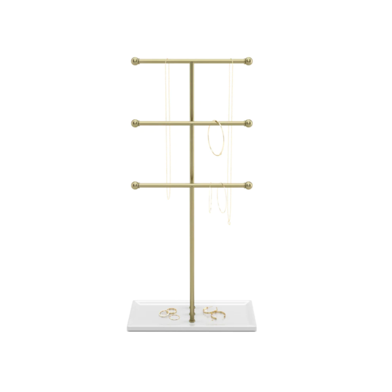 JOYERO COLGANTE 3 NIVELES TRIGEM BLANCO/LATON