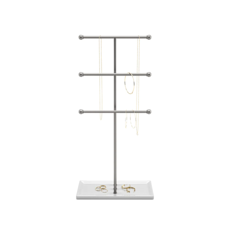 JOYERO COLGANTE 3 NIVELES TRIGEM BLANCO/NIQUEL