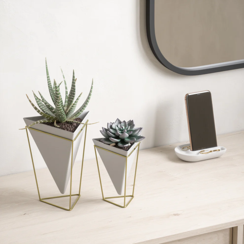 JGO 2 MACETEROS CERAMICA TRIGG BLANCO - Imagen 5